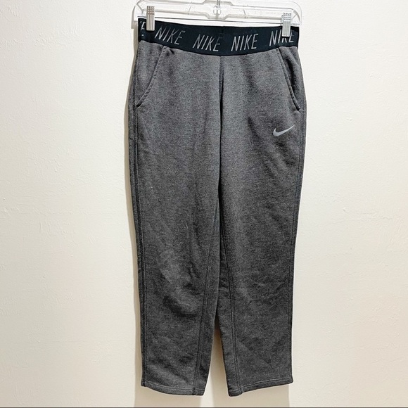 NIKE DRI-FIT LOGO WAISTBAND TERRY TRAINING CAPRIS - Picture 1 of 7